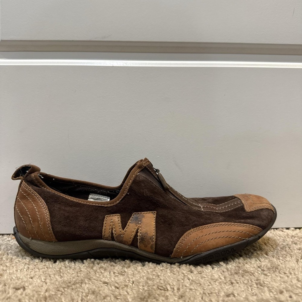 Merrell Barrado Shoes Womens Size 10 Brown Leather Zip Casual Comfort Sneakers